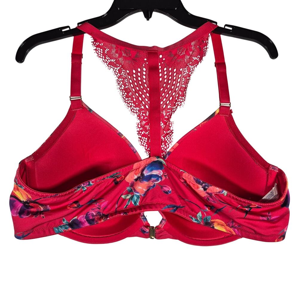 Cacique Red Floral Boost Plunge Womens Bra size 44C - Picture 2 of 7